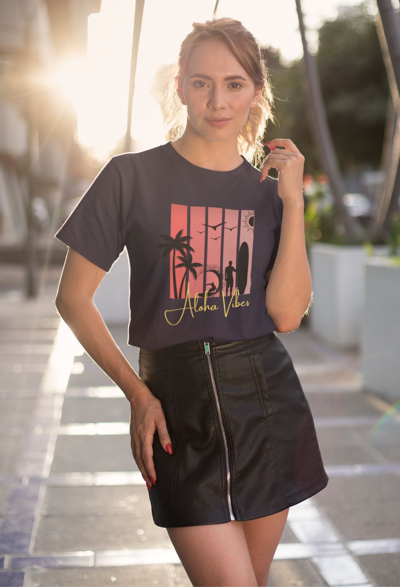 a-stylish-woman-wearing-a-t-shirt-at-sunset-in-a-summer-day-in-miami-city