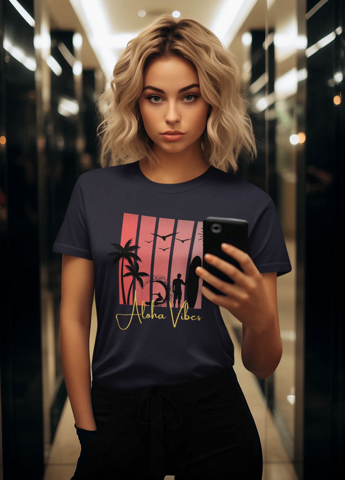 23-years-old-woman-taking-a-selfie-in-a-mirror-wearing-a-tee-for-summer-season