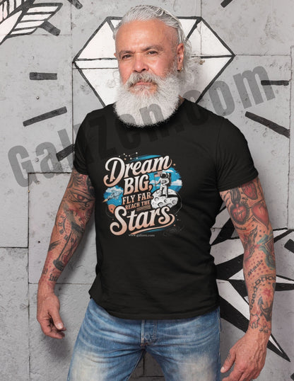 Best-motivational-black-t-shirt-for_men-Dream-Big-Fly-Far-astronaut-design