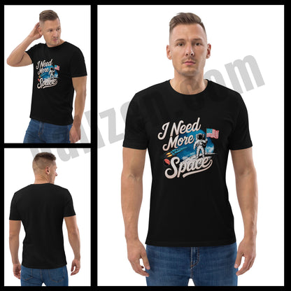 Black-graphic-T-shirt-for-men-featuring-an-astronaut-and-planets-ideal-for-casual-fashion-and-space-lovers