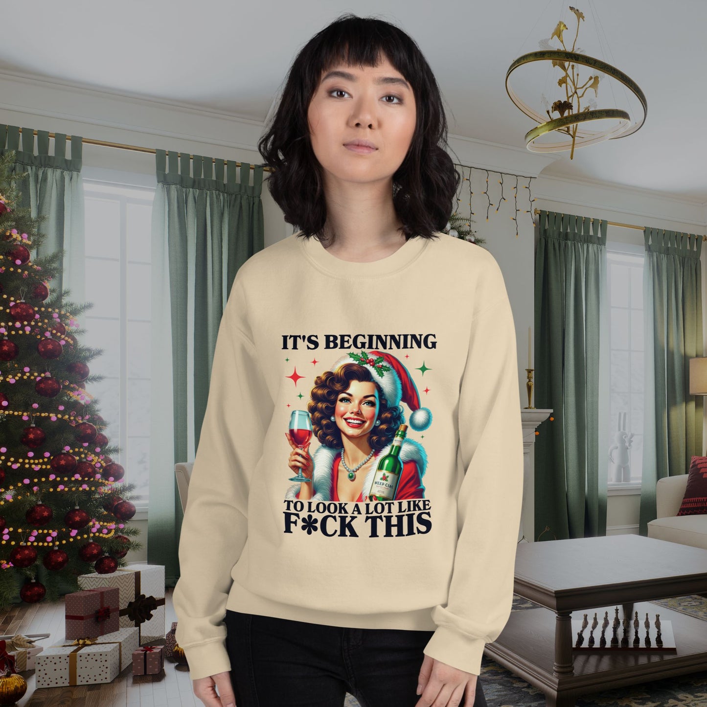 Christmas-sweatshirt-with-a-sassy-slogan-and-retro-inspired-artwork-styled-in-a-festive-indoor-setting-with-a-Christmas-tree