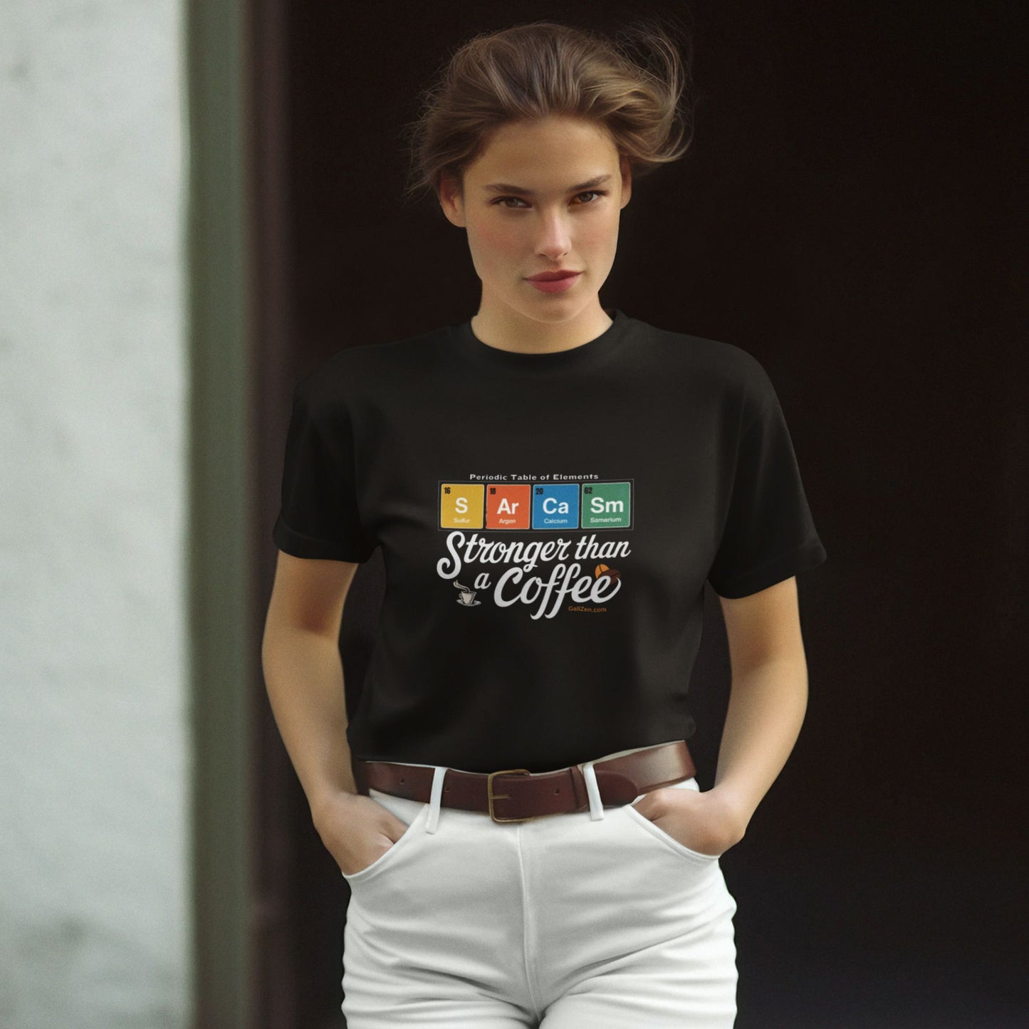 Elegant-black-t-shirt-mockup-featuring-a-woman-in-old-money-fashion-with-a-witty-sarcasm-print-design