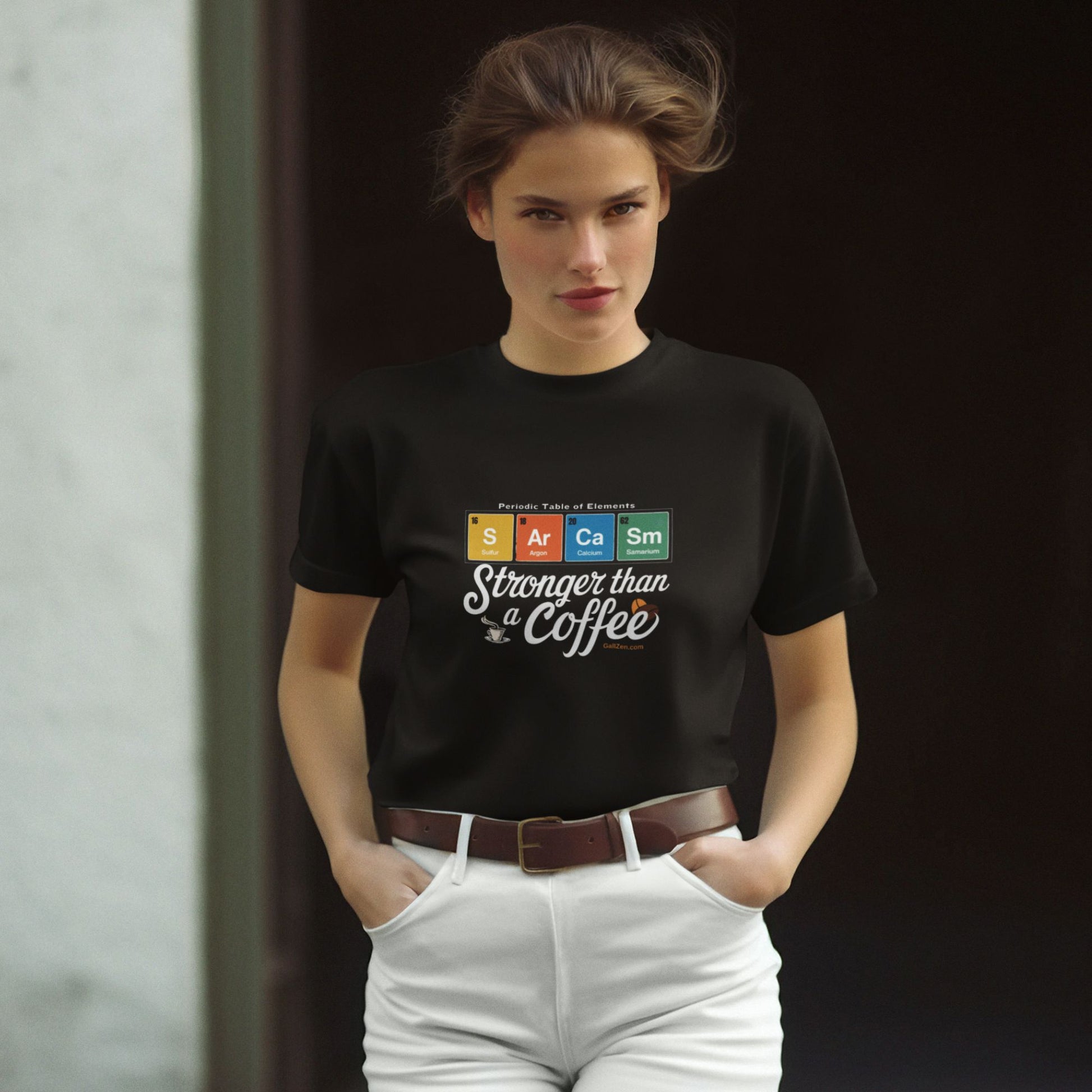 Elegant-black-t-shirt-mockup-featuring-a-woman-in-old-money-fashion-with-a-witty-sarcasm-print-design