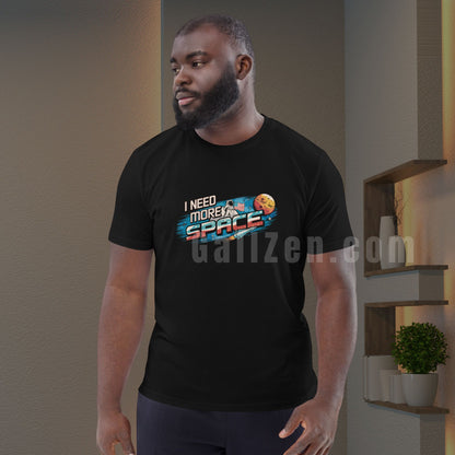 Man-posing-in-a-black-t-shirt-featuring-a-vintage-astronaut-and-retro-space-design-standing-against-a-modern-interior-with-warm-lighting_2