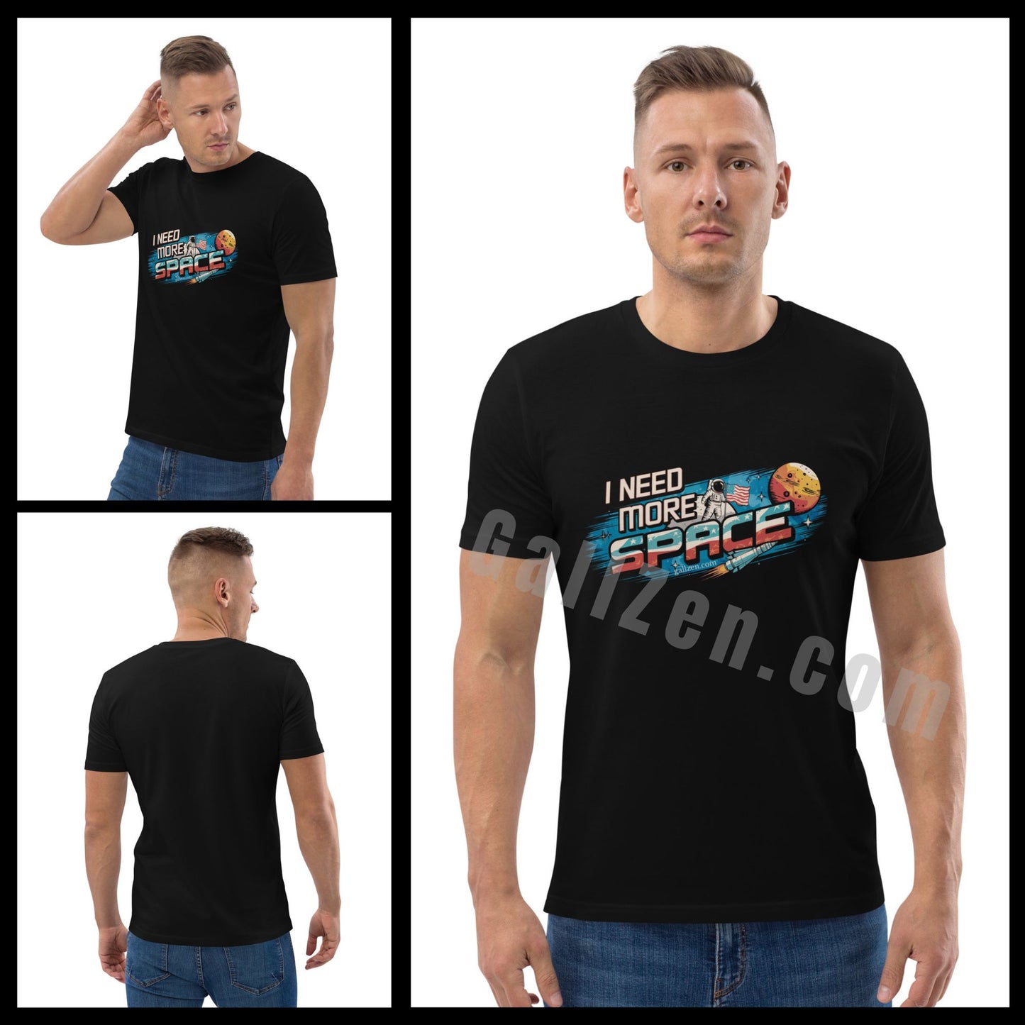 Man-posing-in-a-black-tee-showcasing-a-nostalgic-vintage-astronaut-print-blending-a-retro-space-aesthetics-with-a-sleek-contemporary-backdrop