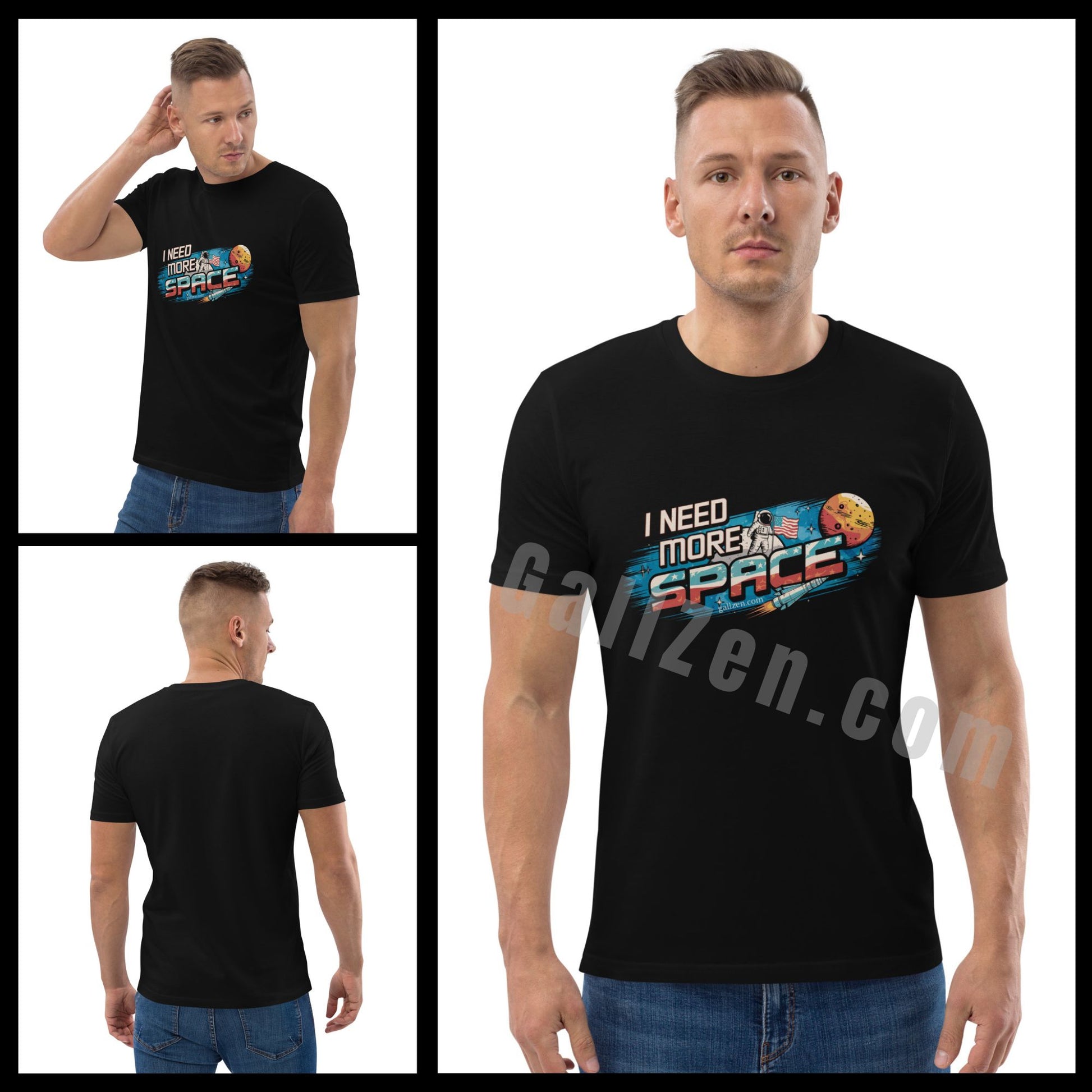 Man-posing-in-a-black-tee-showcasing-a-nostalgic-vintage-astronaut-print-blending-a-retro-space-aesthetics-with-a-sleek-contemporary-backdrop