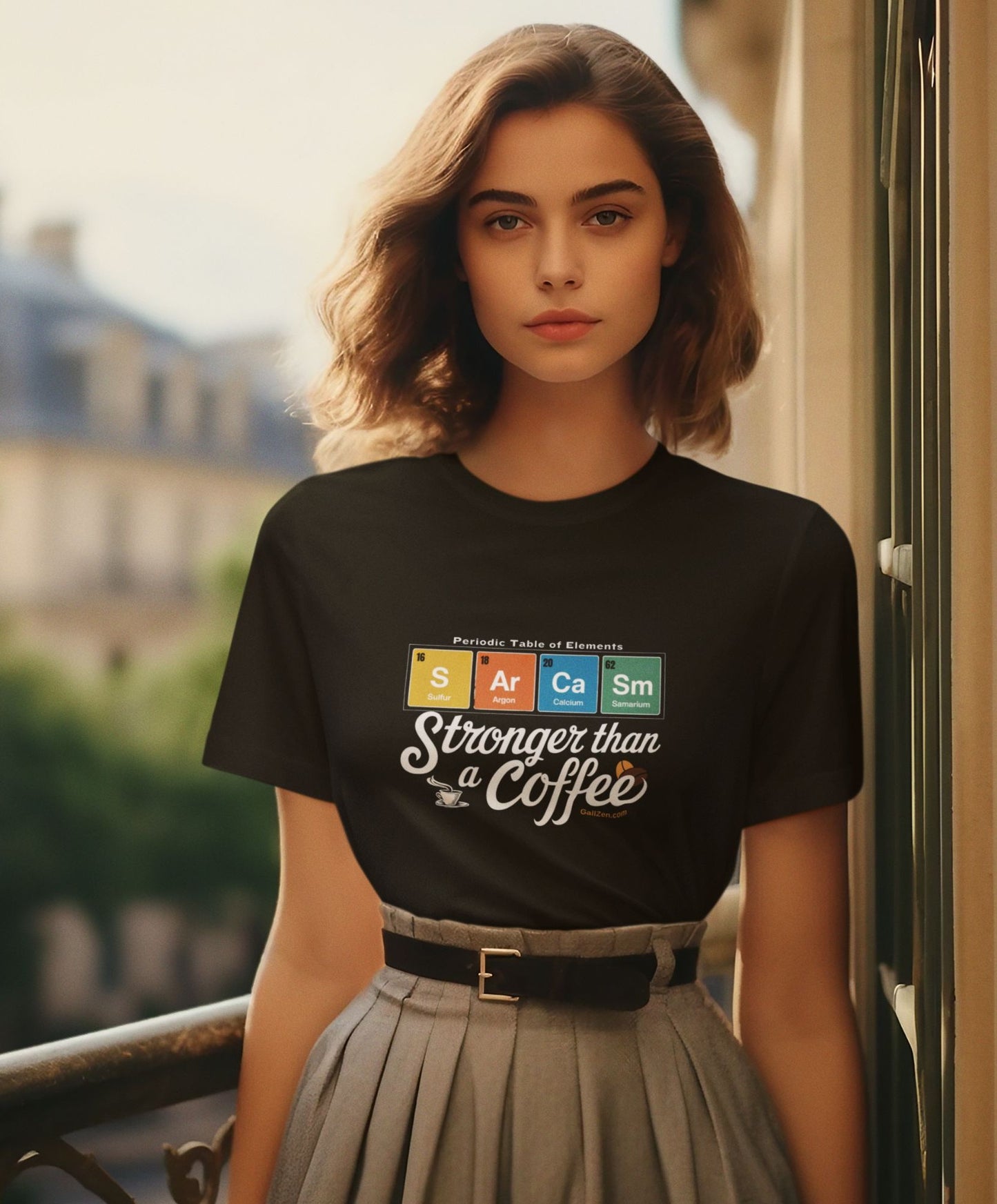 Parisian-chic-black-t-shirt-mockup-with-a-stylish-sarcasm-themed-print-ideal-for-modern-fashion-lovers