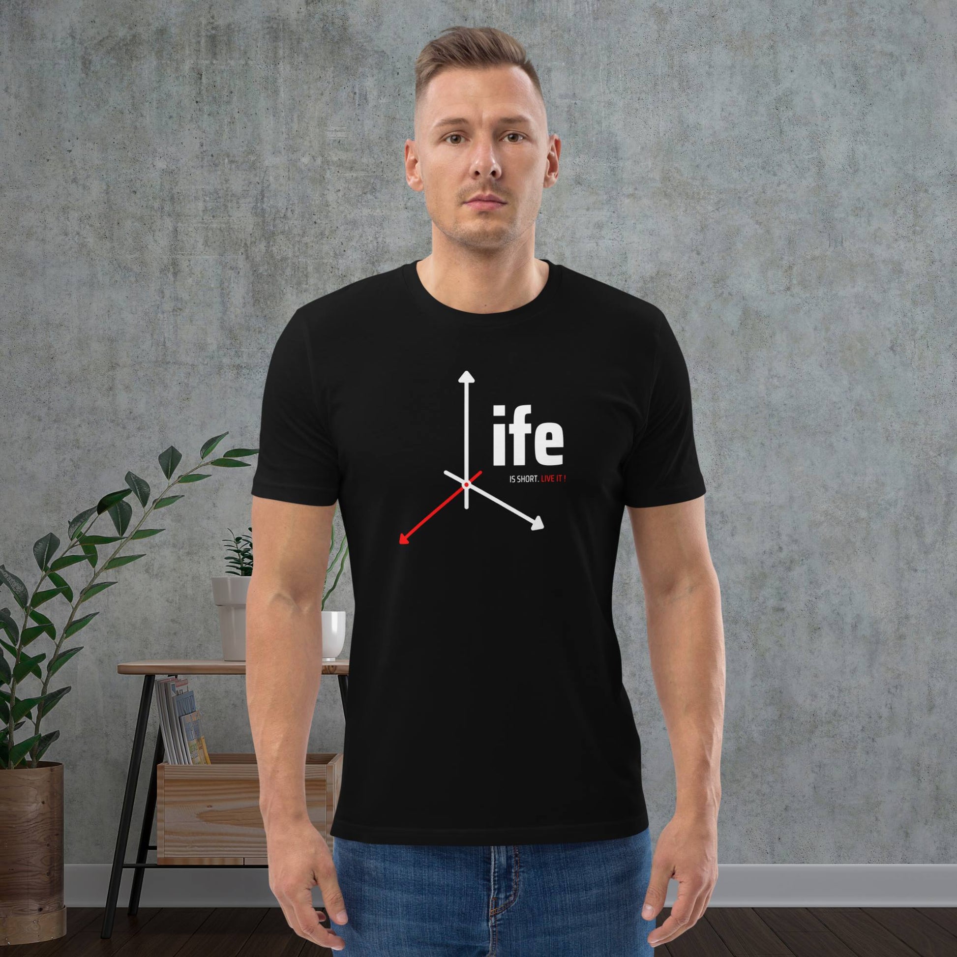 Portrait-of-man-in-black-tee-featuring-inspiring-text-about-life