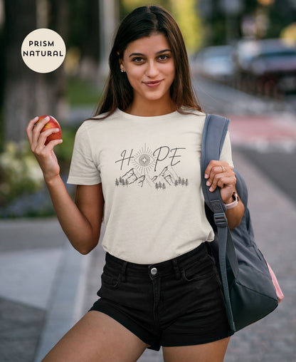 Positive-vibes-radiating-from-young-lady-in-Prism-Natural-t-shirt-posing-on-london-street