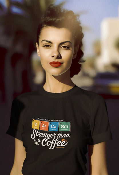Retro-inspired-black-t-shirt-mockup-featuring-a-woman-with-a-50s-hairstyle-and-a-sarcasm-themed-graphic-print