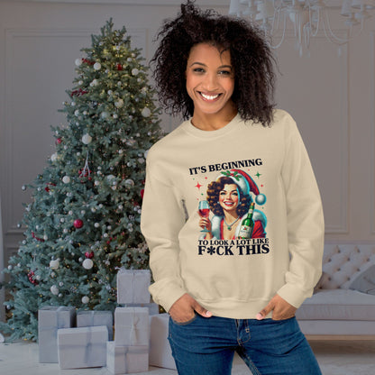 Smiling-woman-wearing-a-holiday-themed-sweatshirt-with-a-retro-style-design-and-festive-Christmas-decorations-in-the-background