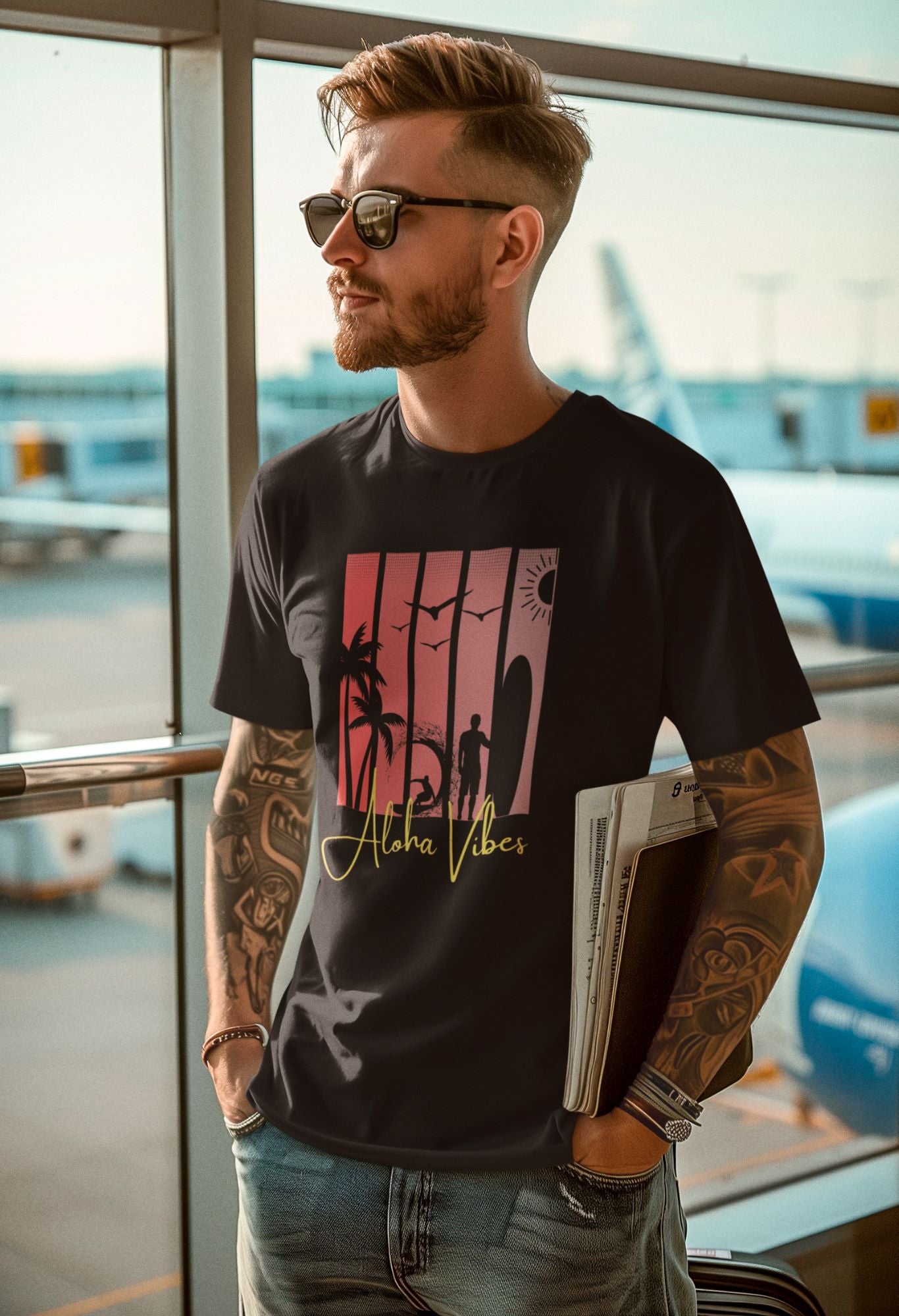 alpha-male-tattooed-on-both-hands-wearing-sunglasses-on-a-sunny-day-waiting-at-the-airport-to-travel-on-vacation