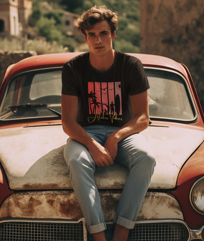 beta-man-posing-on-the-hood-of-an-old-car-from-Sicily