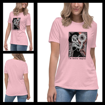 blonde-woman-in-a-pink-funny-halloween-t-shirt-with-a-magical-witch-design