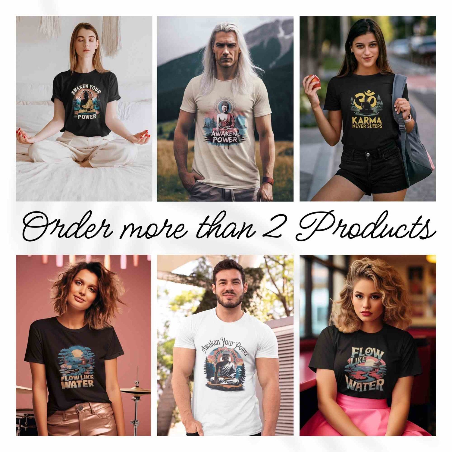 Get your spiritual t-shirt collection now! Order more than 2 products from our amazing line of spiritual apparel