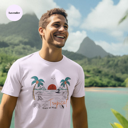 lavender-mockup-tee-with-an-American-tourist-posing-on-an-island-in-the-Hawaiian-region