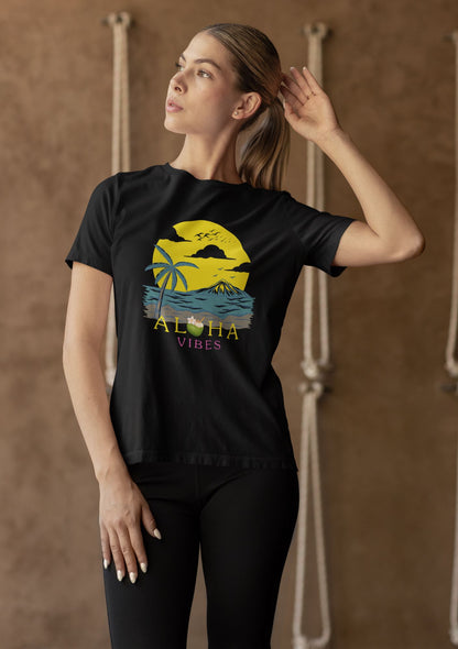 mockup-of-a-woman-wearing-a-black-comfy-aloha-vibe-t-shirt