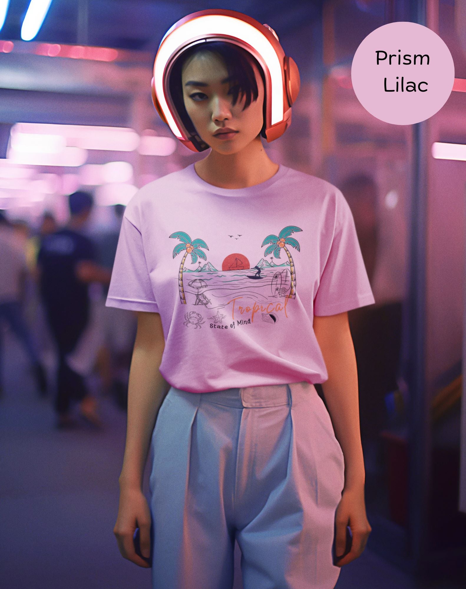 mockup-of-a-woman-wearing-a-summer-beach-t-shirt-and-a-futuristic-red-helmet