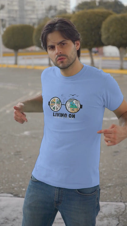 Video-Of-A-Man-Wearing-A-Carolina-Blue-T-Shirt-For-Summer-Season