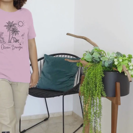 Round-Neck-T-Shirt-Video-Featuring-A-Curly-Haired-Woman-Posing-For-A-Tiktok-Outfit-Challenge