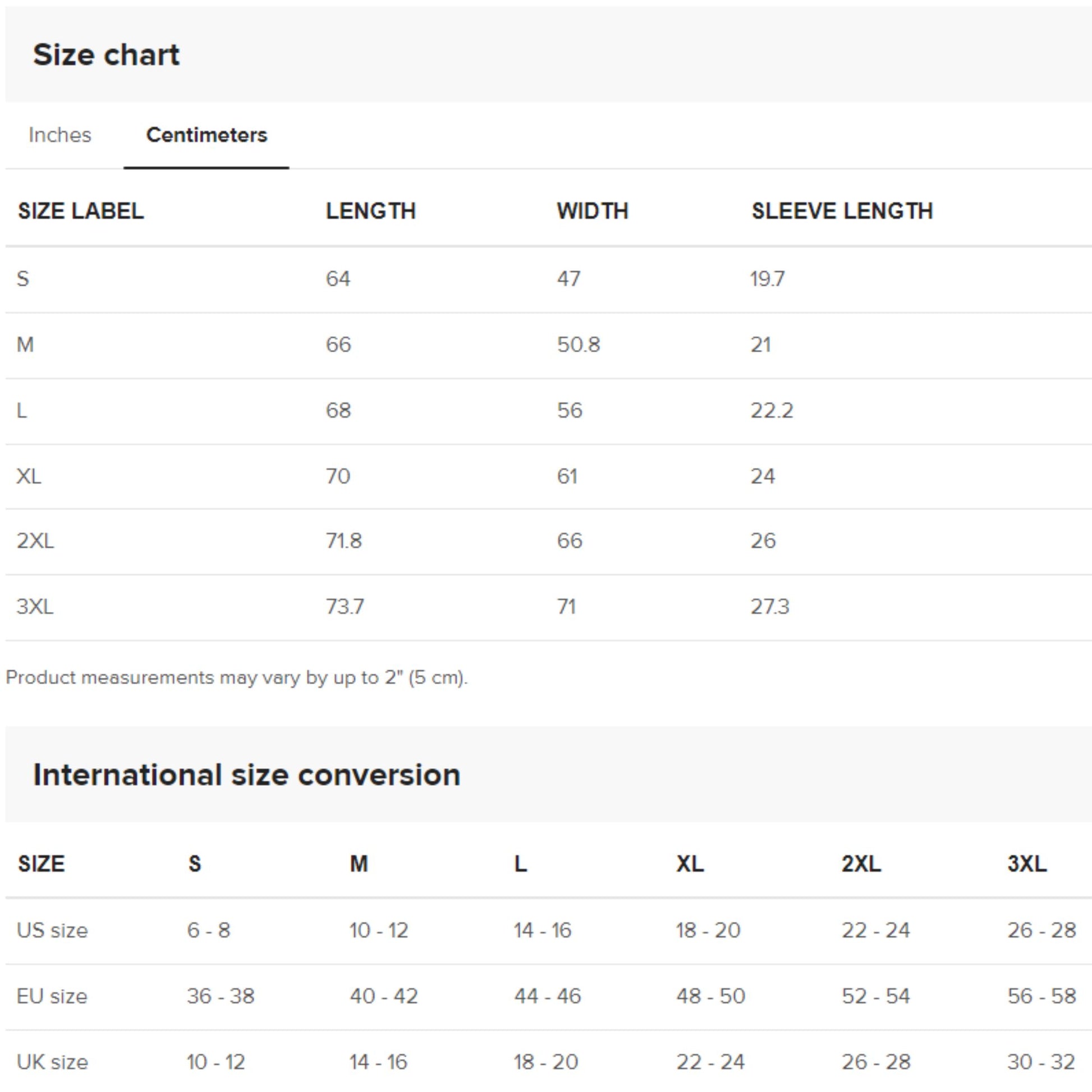 size-chart-in-centimeters-for-ignite-your-passion