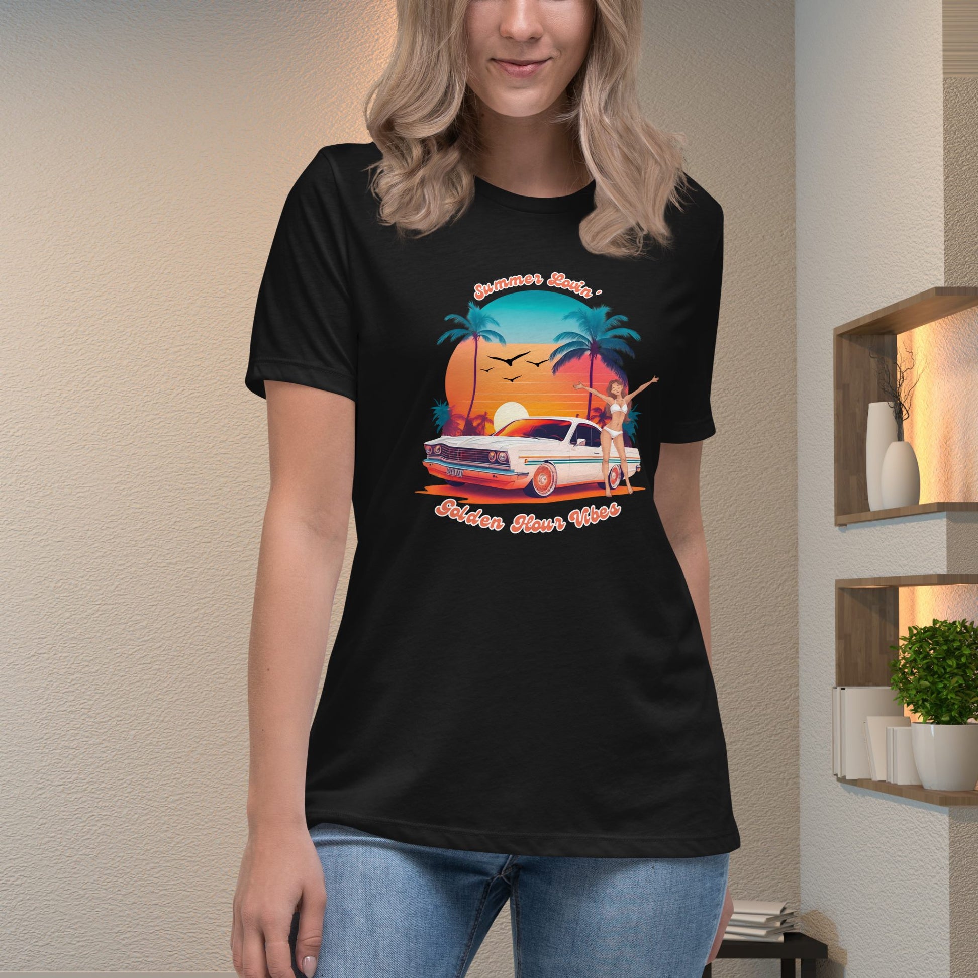 summer-retro-vibe-black-tee-for-wome