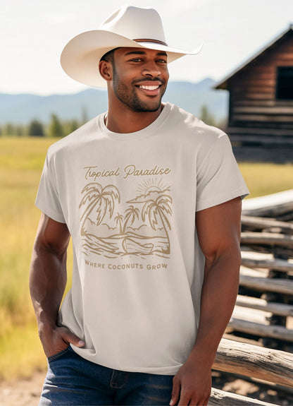 t-shirt-mockup-featuring-a-man-wearing-a-cowboy-hat-on-a-farm-on-a-summer-day