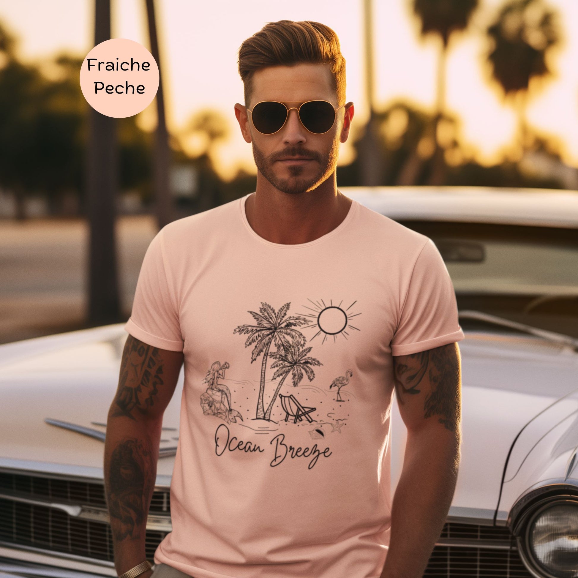 t-shirt-mockup-of-a-adult-man-posing-next-to-his-classic-car-on-Malibu-street