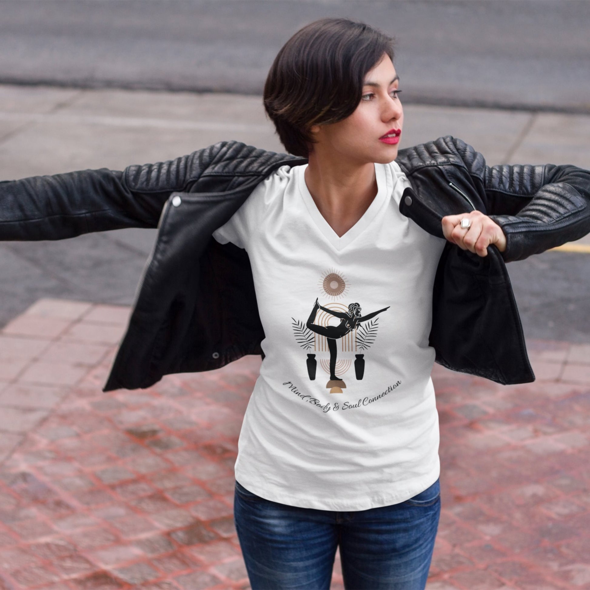 v-neck-t-shirt-mockup-of-a-woman-with-short-hair-wearing-a-black-leather-jacket