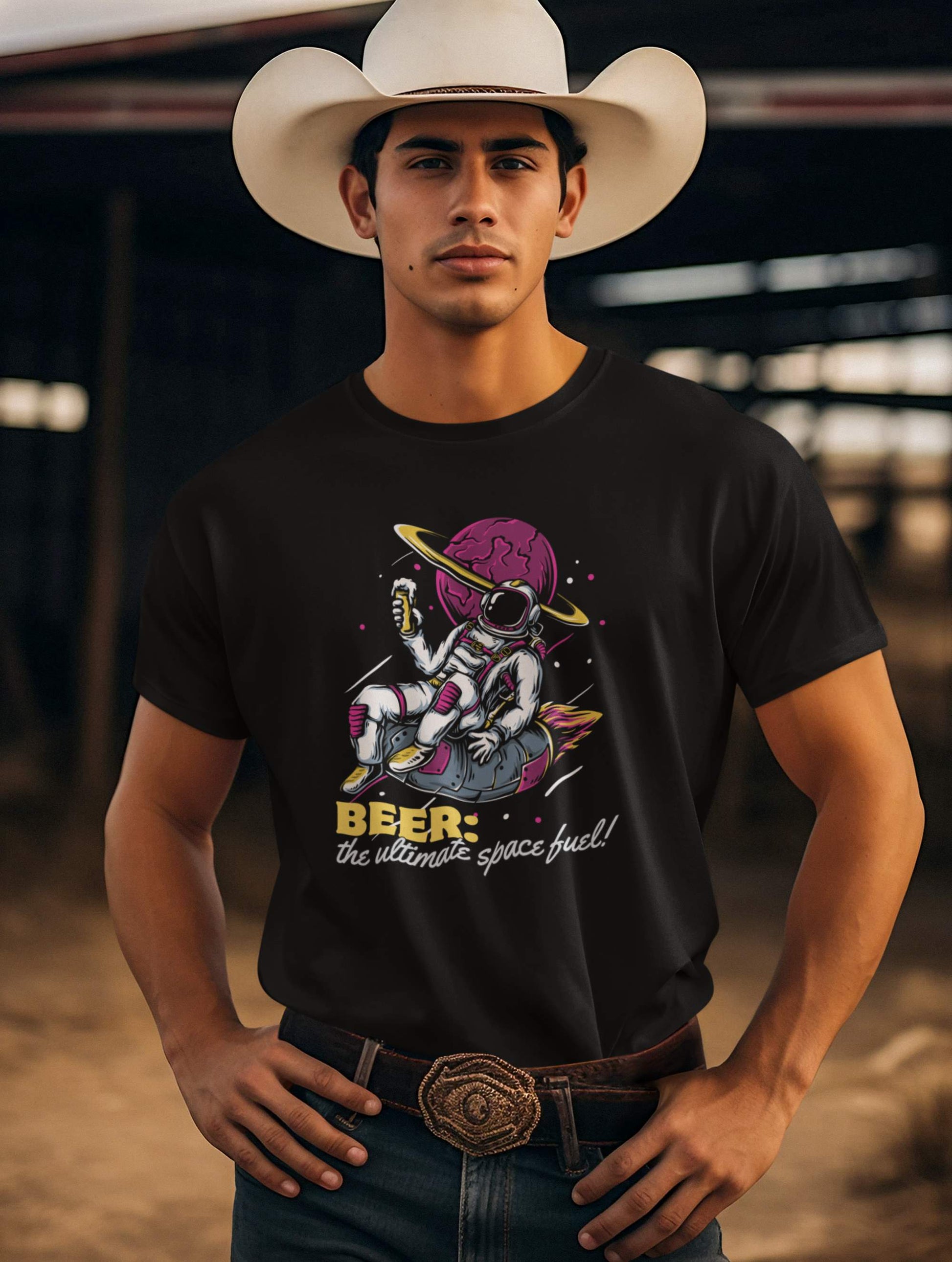 western-farmer-themed-mockup-of-a-man-wearing-a-crewneck-a-black-comfortable-t-shirt-for-work-and-a-cowboy-hat