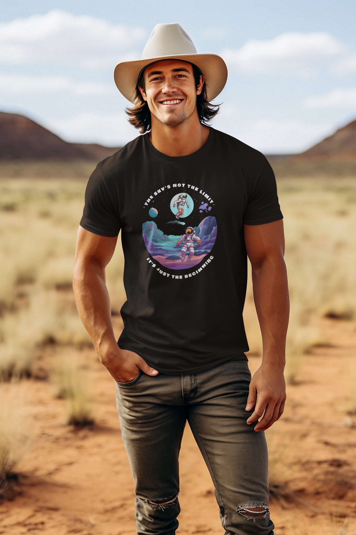 western-themed-mockup-of-an-ai-created-man-wearing-a-tee-and-a-cowboy-hat-on-a-ranch