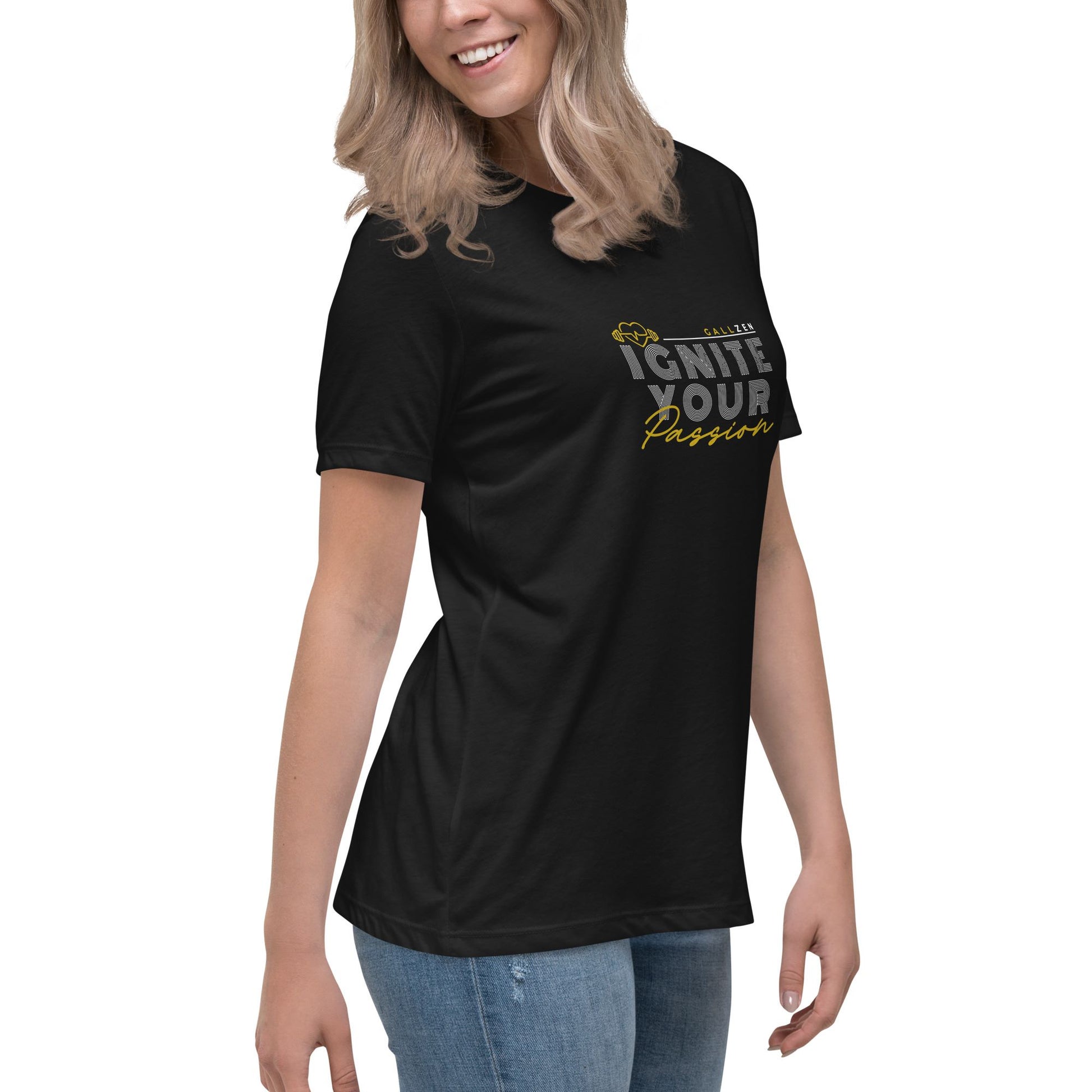 women-black-t-shirt-ignite-your-passion-right-front-side